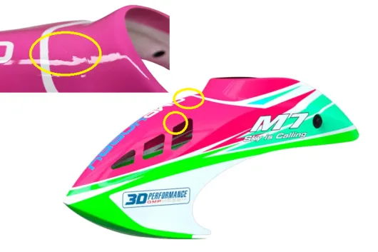 B-WARE OMPHobby Ersatzteile Haube in Pink Grün für OMPHobby M7 Heli (Riss an der Haube)