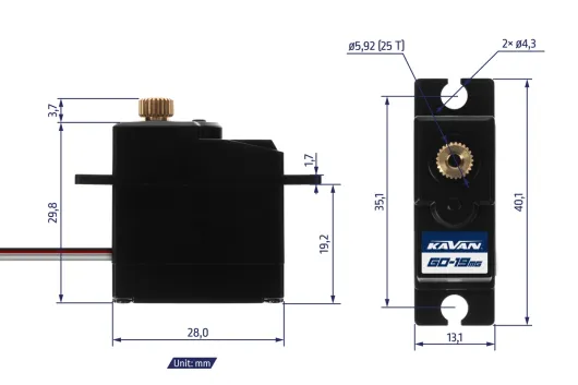 Kavan GO Servo Mikroservo GO-19MG 0,14s/60° - 2,0kg.cm