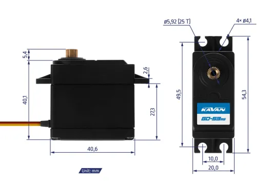 Kavan GO Servo Standardservo GO-53MG 0,28s/60° - 15kg.cm