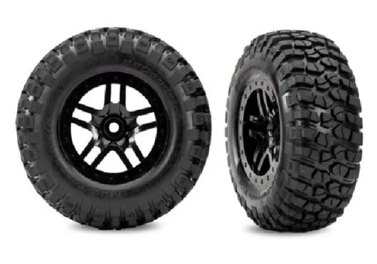 Traxxas Ersatzteile BFGoodrich Reifen mit SCT Split-Speichenfelgen schwarz 2Stück Vorne für Slash 2WD 1/10