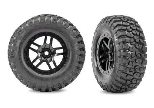 Traxxas Ersatzteile BFGoodrich Reifen mit SCT Split-Speichenfelgen schwarz 2Stück Hinten für Slash 2WD und 4x4 1/10