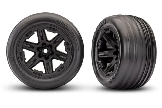 Traxxas Ersatzteile Alias Reifen mit RXT 2.8 Felgen in schwarz vorne 2Stück für Rustler 2WD 1/10