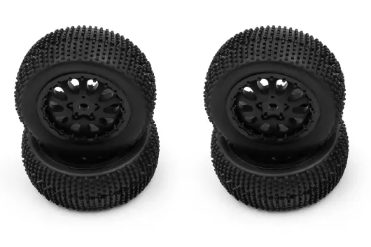 HobbyPlus Ersatzteile Reifen Set mit Felgen in Schwarz für Short Course Truck Speck-SCT 1:24