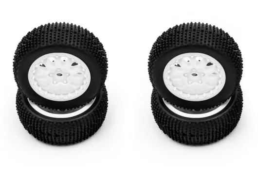 HobbyPlus Ersatzteile Reifen Set mit Felgen in White für Short Course Truck Speck-SCT 1:24