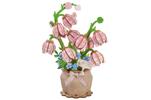 Lasercut Holzbausatz Standmodell Blume Rosa Maiglöckchen - 158 Teile