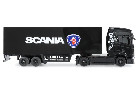 Amewi RC Auto Mini-Scania 730 S mit Kofferauflieger proportional 4WD 1:64 RTR schwarz