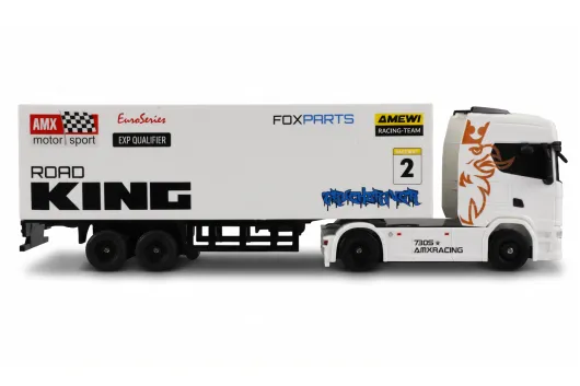 Amewi RC Auto Mini-Scania 730 S mit Kofferauflieger proportional 4WD 1:64 RTR weiss