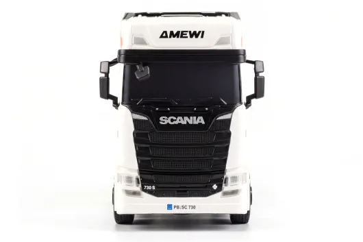 Amewi RC Auto Mini-Scania 730 S mit Kofferauflieger proportional 4WD 1:64 RTR weiss