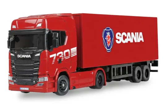 Amewi RC Mini-Scania 730S mit Kofferauflieger proportional 4WD 1:64 RTR rot