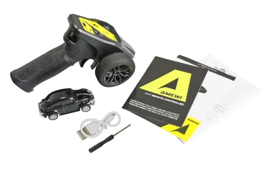 Amewi RC Auto VW Käfer 1300 aus Metall mit Pistolenfernsteuerung 1:64 RTR schwarz