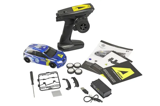Amewi RC VW Polo R WRC Rallye/Drift mit Gyro 4WD 1:28 RTR blau