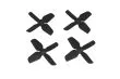 HQ Micro Whoop Vierblatt Propeller 1,6x1,6x4 (40mm) 2xCW und 2xCCW für 1mm Welle in schwarz