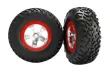 Traxxas Tuning SCT S1 Reifen auf Felgen in Satin chrom rot 2Stück hinten für Slash und Ford F-150 Raptor Fox 1/10