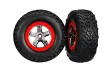Traxxas Tuning SCT Reifen auf Felgen in chrom rot 2Stück vorne für Slash 1/10