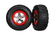 Traxxas Tuning SCT S1 Reifen auf Felgen in chrom rot 2Stück hinten für Slash 1/10