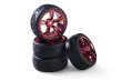 Carson RC Tuning Räderset mit 10 Speichen Felgen in rot 26mm 4Stück für Tamiya 1/10
