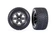 Traxxas Tuning Gravix Reifen auf RXT 2,8 Felge in grau schwarz-chrom 12mm 2Stück für Rustler 4x4 VXL Ultimate 1/10