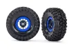Traxxas Tuning Canyon Trail 4,6x1,9 Reifen auf Method Felgen in satin-schwarz mit Beadlock in blau 2Stück für TRX-4 1/10