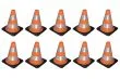 RC Scalezubehör 1/18 1/24 Verkehrskegel (Warnkegel) orange/weiß reflektierend 3,2x3,2x4cm 10Stück