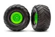 Traxxas Tuning Terra Grove Reifen auf Felgen in Grün Vorne 2Stück für Bigfoot und Stampede 1/10