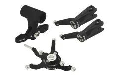 Rakonheli Taumelscheibe und Rotorkopf Set aus Aluminium in schwarz für Blade 230S und 250CFX