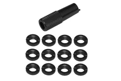 Schaltermuttern Set aus Aluminium mit Werkzeug in schwarz