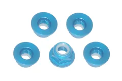 M5 Stoppmutter aus Aluminium mit Flansch in hell blau eloxiert CW 5Stück