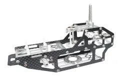 L-MA Hauptrahmen mit Akkufach aus CNC Aluminium und Carbonfaser in Silber für Blade InFusion 180