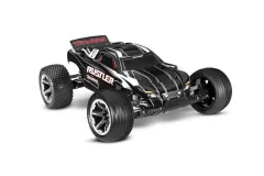 Traxxas Rustler schwarz 1/10 2WD Stadium-Truck RTR Brushed, mit Akku und 4A USB-C-Lader