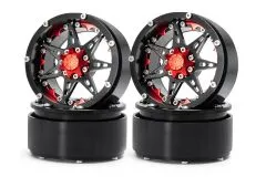 RC Crawler Scalezubehör 1/10 2,2 Zoll Aluminiumfelgen in rot-schwarz 4Stück