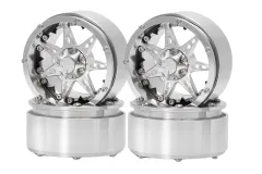 RC Crawler Scalezubehör 1/10 2,2 Zoll Aluminiumfelgen in silber-schwarz 4Stück