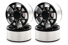 RC Crawler Scalezubehör 1/10 2,2 Zoll Aluminiumfelgen in schwarz mit roter Bremsscheibe 4Stück