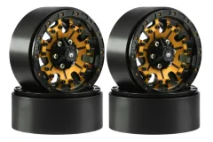 RC Crawler Scalezubehör 1/10 1,9Zoll Aluminiumfelgen in schwarz-gold 4Stück