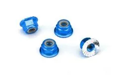 Traxxas Tuning M4 Stoppmuttern 4mm aus Aluminium mit gezahnten Flansch in blau 4Stück
