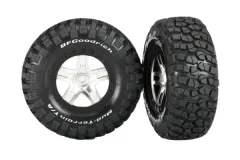 Traxxas Tuning BFGoodrich S1 Reifen auf Felgen in Satin chrom schwarz 2Stück hinten für Slash und Ford F-150 Raptor Fox 1/10