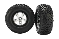 Traxxas Tuning SCT Reifen auf Felgen in Satin chrom schwarz 2Stück vorne für Slash und Ford F-150 Raptor Fox 1/10