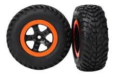 Traxxas Tuning SCT Reifen auf Felgen in schwarz orange 2Stück hinten für Slash und Ford F-150 Raptor Fox 1/10