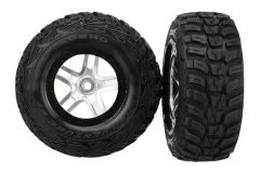 Traxxas Tuning Kumho S1 Reifen auf Felgen in Satin chrom schwarz 2Stück hinten für Slash und Ford F-150 Raptor Fox 1/10