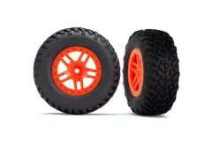 Traxxas Tuning SCT Reifen auf Felgen in orange 2Stück hinten für Slash 1/10