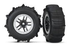 Traxxas Tuning SCT Paddle Reifen auf Felgen in schwarz Satin chrom 2Stück hinten für Slash und Ford F-150 Raptor Fox 1/10