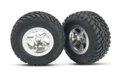 Traxxas Tuning SCT Reifen auf Felgen in Satin chrom 2Stück hinten für Slash und Ford F-150 Raptor Fox 1/10