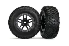 Traxxas Tuning SCT Reifen auf Felgen in schwarz Satin chrom 2Stück vorne für Slash 1/10