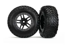 Traxxas Tuning SCT Reifen auf Felgen in schwarz Satin chrom 2Stück hinten für Slash 1/10