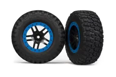 Traxxas Tuning BFGoodrich TA KM2 Reifen auf Felgen in schwarz blau 2Stück hinten für Slash und Ford F-150 Raptor Fox 1/10
