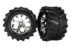 Traxxas Tuning Maxx Reifen auf All-Star 2,8 Felgen in chrom 2Stück für Bigfoot und Stampede 1/10