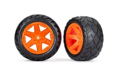 Traxxas Tuning Anaconda Reifen auf RXT 2,8 Felgen in orange 2Stück hinten für Rustler 1/10