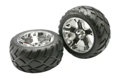 Traxxas Tuning Anaconda Reifen auf 2,8 Felgen in chrom 2Stück vorne für Nitro Rustler 1/10