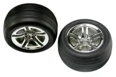 Traxxas Tuning Rillen Reifen auf 2,8 Felgen in chrom 2Stück vorne für Nitro Rustler 1/10