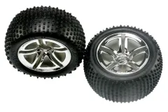 Traxxas Tuning Alias Reifen auf 2,8 Felgen in chrom 2Stück hinten für Nitro Rustler 1/10