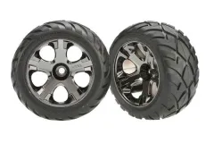 Traxxas Tuning Anaconda Reifen auf All-Star 2,8 Felgen in schwarz chrom 2Stück vorne für Nitro Rustler und Jato 1/10